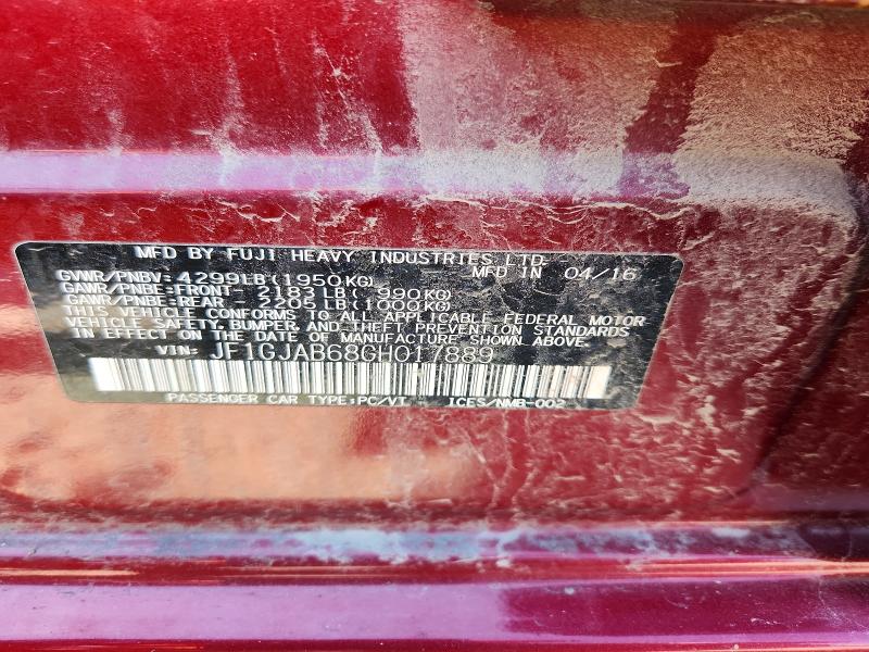 Продажа на аукционе авто 2016 Subaru Impreza, vin: JF1GJAB68GH017889, номер лота: 66002066