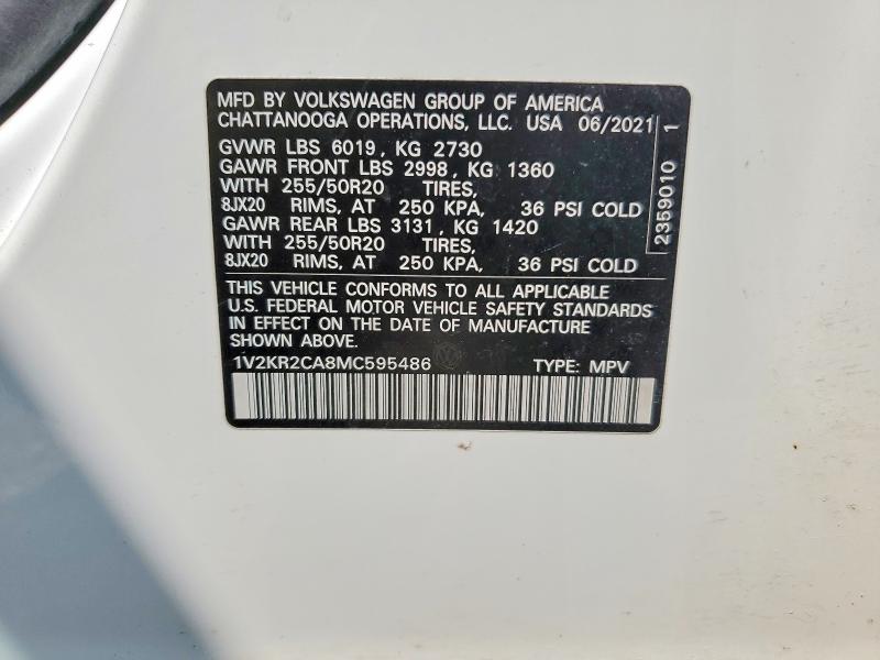 64239106 :رقم المزاد ، 1V2KR2CA8MC595486 vin ، 2021 Volkswagen Atlas مزاد بيع