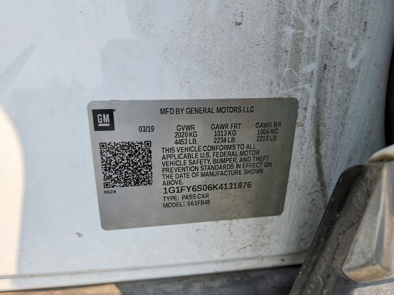 63588226 :رقم المزاد ، 1G1FY6S06K4131876 vin ، 2019 Chevrolet Bolt Ev مزاد بيع