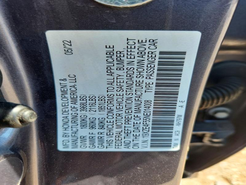 Aukcja sprzedaży 2022 Honda Insight, vin: 19XZE4F55NE014008, numer aukcji: 66401046
