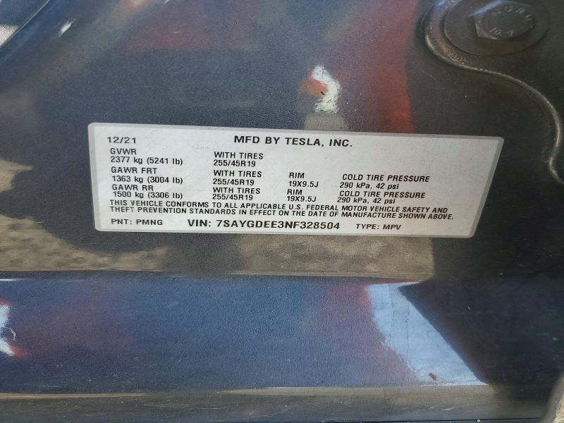 Продаж на аукціоні авто 2022 Tesla Model Y, vin: 7SAYGDEE3NF328504, номер лоту: 64511196