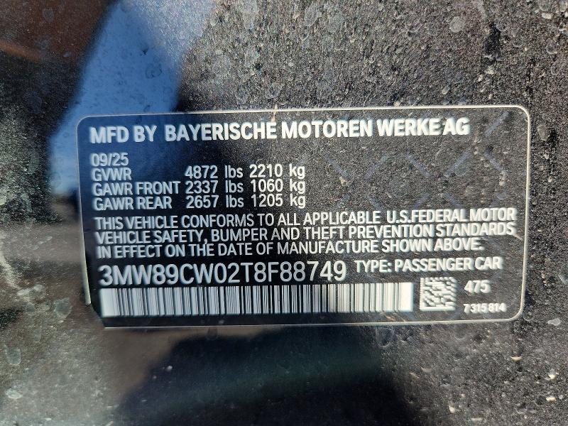 64613656 :رقم المزاد ، 3MW89CW02T8F88749 vin ، 2026 Bmw 330xi مزاد بيع