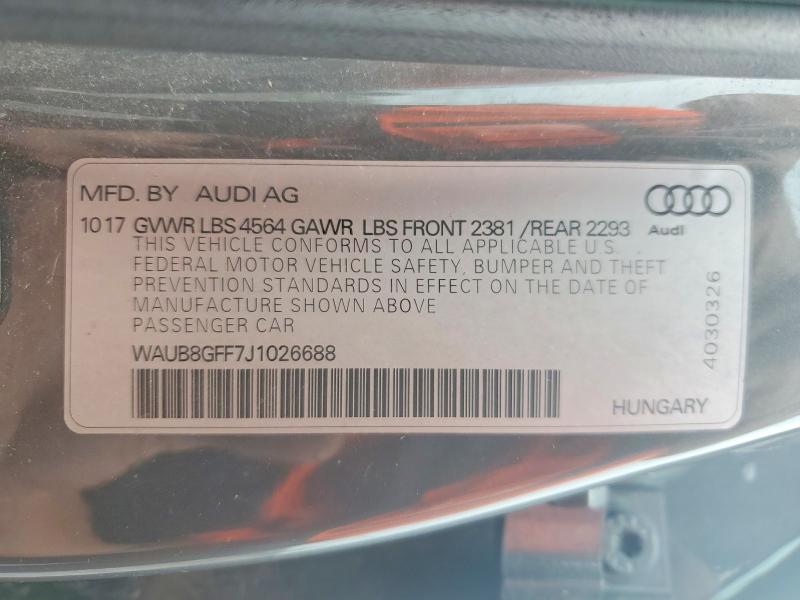 Продаж на аукціоні авто 2018 Audi A3, vin: WAUB8GFF7J1026688, номер лоту: 65346476