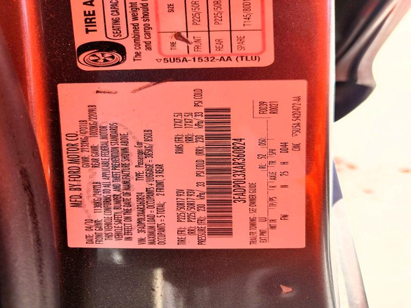 Aukcja sprzedaży 2010 Ford Fusion, vin: 3FADP0L3XAR360824, numer aukcji: 65741656