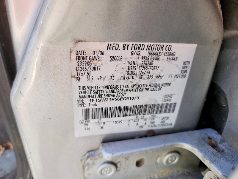 Продаж на аукціоні авто 2006 Ford F250, vin: 1FTSW21P56EC61070, номер лоту: 64745026