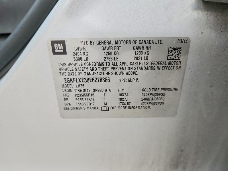 2014 Gmc Terrain მანქანა იყიდება აუქციონზე, vin: 2GKFLXE38E6278886, აუქციონის ნომერი: 62063906