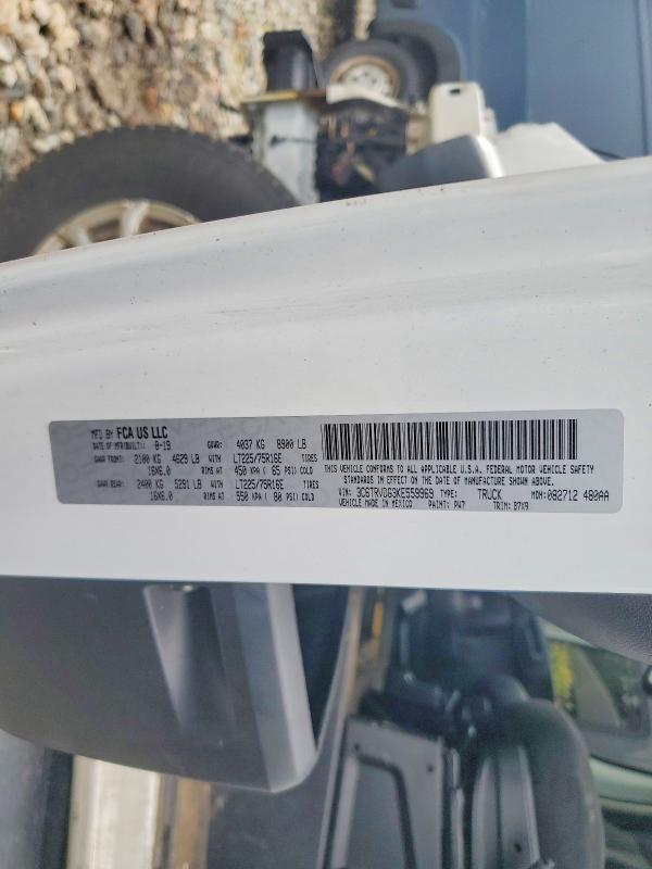 66858576 :رقم المزاد ، 3C6TRVDG3KE559969 vin ، 2019 Ram Promaster 2500 مزاد بيع