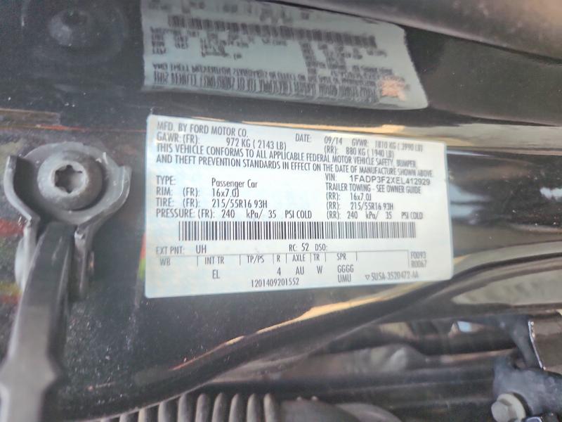 2014 Ford Focus მანქანა იყიდება აუქციონზე, vin: 1FADP3F2XEL412929, აუქციონის ნომერი: 63726846