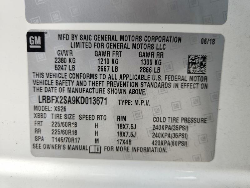 Aukcja sprzedaży 2019 Buick Envision, vin: LRBFX2SA9KD013671, numer aukcji: 67237986
