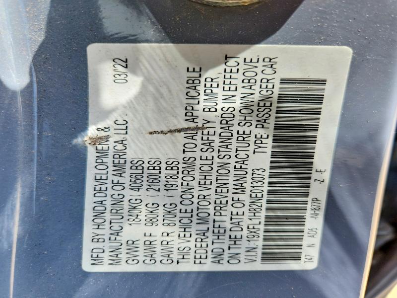 Aukcja sprzedaży 2022 Honda Civic, vin: 19XFL1H82NE013073, numer aukcji: 65325086