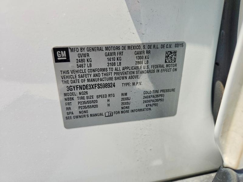 63676386 :رقم المزاد ، 3GYFNDE3XFS598924 vin ، 2015 Cadillac Srx مزاد بيع