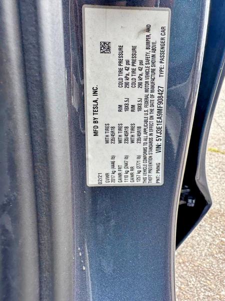 2021 Tesla Model 3 მანქანა იყიდება აუქციონზე, vin: 5YJ3E1EA9MF908427, აუქციონის ნომერი: 67091816