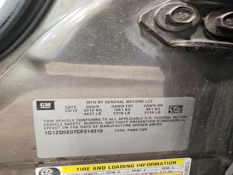 64753696 :رقم المزاد ، 1G1ZD5E07CF314319 vin ، 2012 Chevrolet Malibu مزاد بيع
