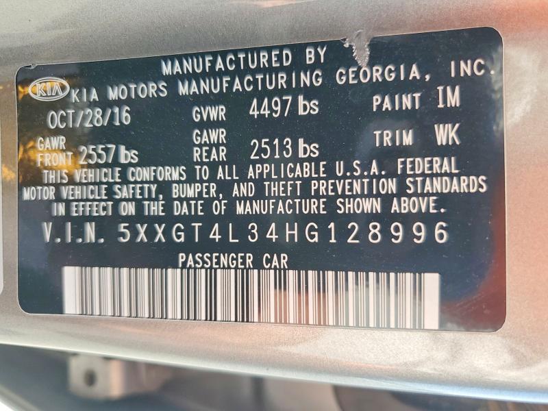 Auction sale of the 2017 Kia Optima, vin: 5XXGT4L34HG128996, lot number: 66306466