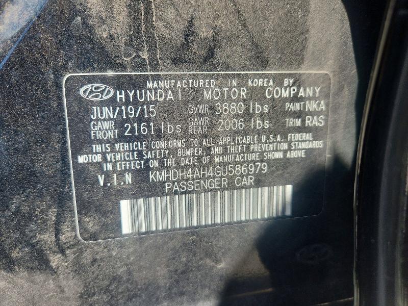 63591346 :رقم المزاد ، KMHDH4AH4GU586979 vin ، 2016 Hyundai Elantra مزاد بيع