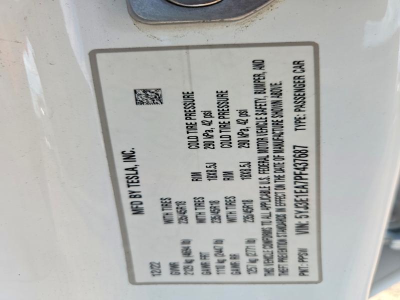 Aukcja sprzedaży 2023 Tesla Model 3, vin: 5YJ3E1EA7PF437687, numer aukcji: 66011396