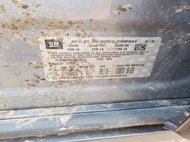 2019 Buick Encore მანქანა იყიდება აუქციონზე, vin: KL4CJCSM2KB729131, აუქციონის ნომერი: 63799746