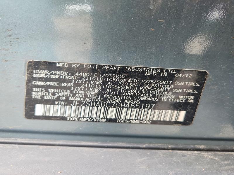 Aukcja sprzedaży 2012 Subaru Forester, vin: JF2SHADC7CH465197, numer aukcji: 66658966