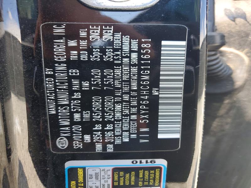 63384236 :رقم المزاد ، 5XYP64HC6MG116581 vin ، 2021 Kia Telluride مزاد بيع