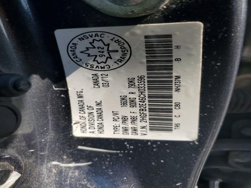 Aukcja sprzedaży 2012 Honda Civic, vin: 2HGFB2E46CH033596, numer aukcji: 64633766