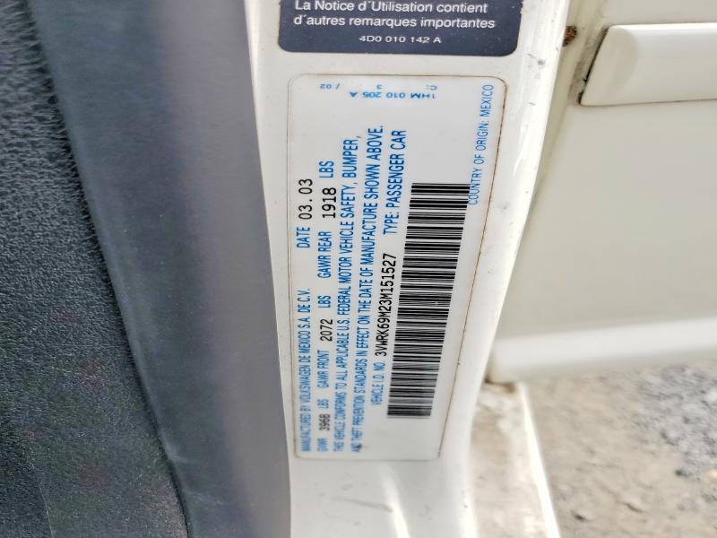 67111226 :رقم المزاد ، 3VWRK69M23M151527 vin ، 2003 Volkswagen Jetta مزاد بيع