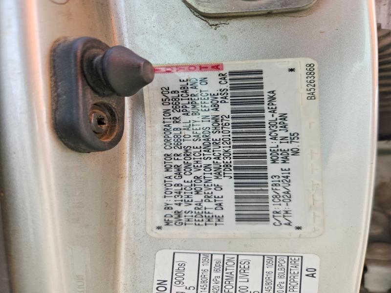 Продаж на аукціоні авто 2002 Toyota Camry, vin: JTDBE30K120107672, номер лоту: 65706156