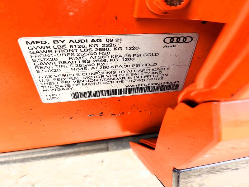 Aukcja sprzedaży 2022 Audi Q3, vin: WA1EECF39N1032063, numer aukcji: 64733186