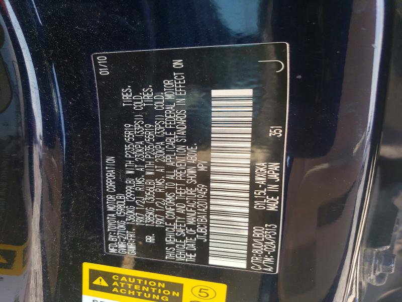 63891006 :رقم المزاد ، JTJBC1BA1A2019459 vin ، 2010 Lexus Rx مزاد بيع