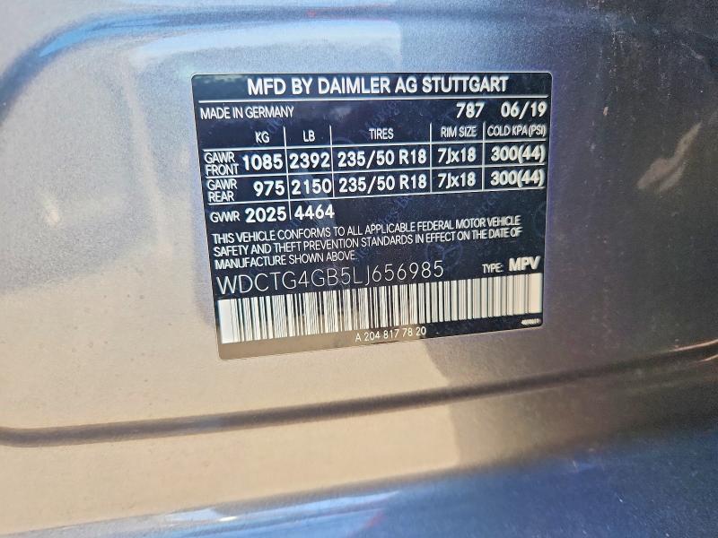Aukcja sprzedaży 2020 Mercedes-benz Gla, vin: WDCTG4GB5LJ656985, numer aukcji: 64572366