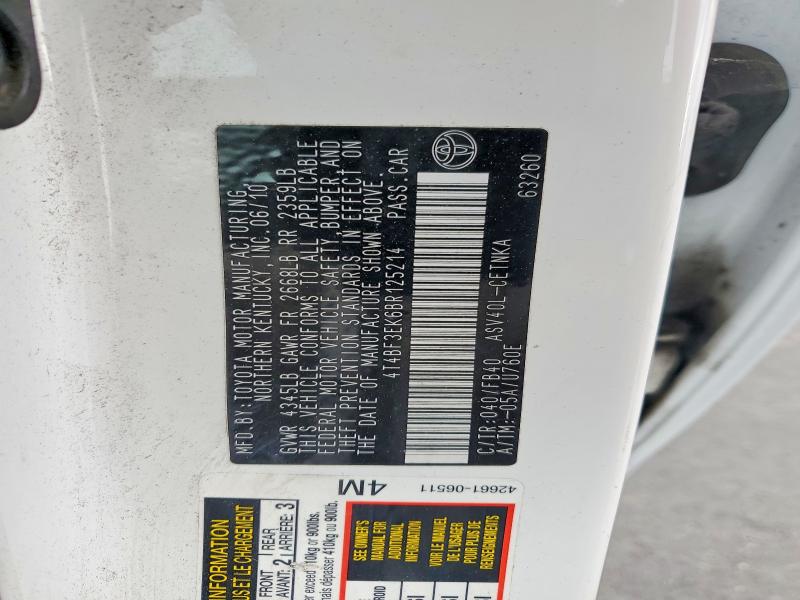 Продажа на аукционе авто 2011 Toyota Camry, vin: 4T4BF3EK6BR125214, номер лота: 65133886