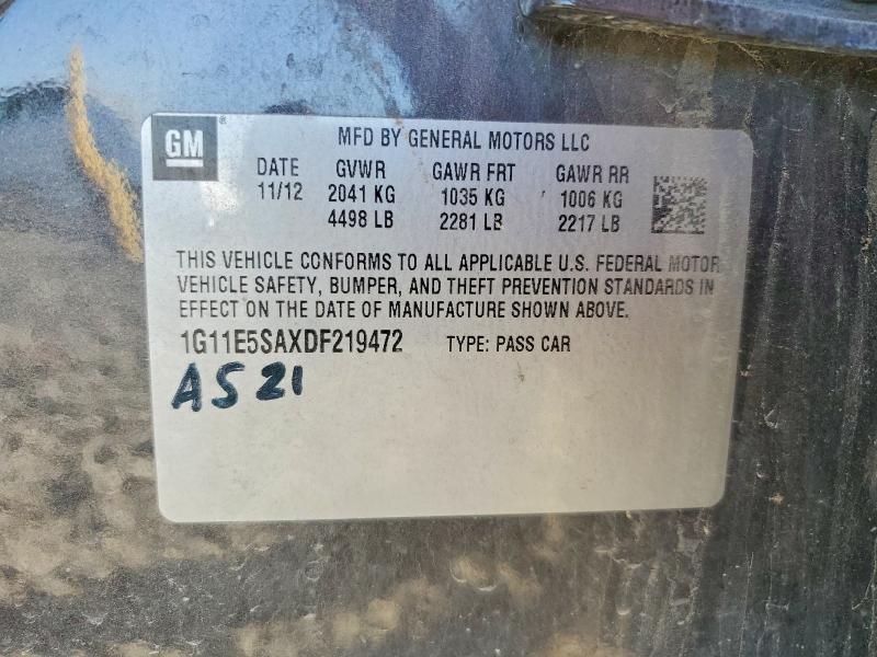 2013 Chevrolet Malibu მანქანა იყიდება აუქციონზე, vin: 1G11E5SAXDF219472, აუქციონის ნომერი: 64054406