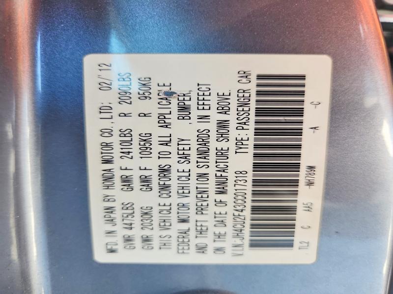 64502936 :رقم المزاد ، JH4CU2F43CC017318 vin ، 2012 Acura Tsx مزاد بيع