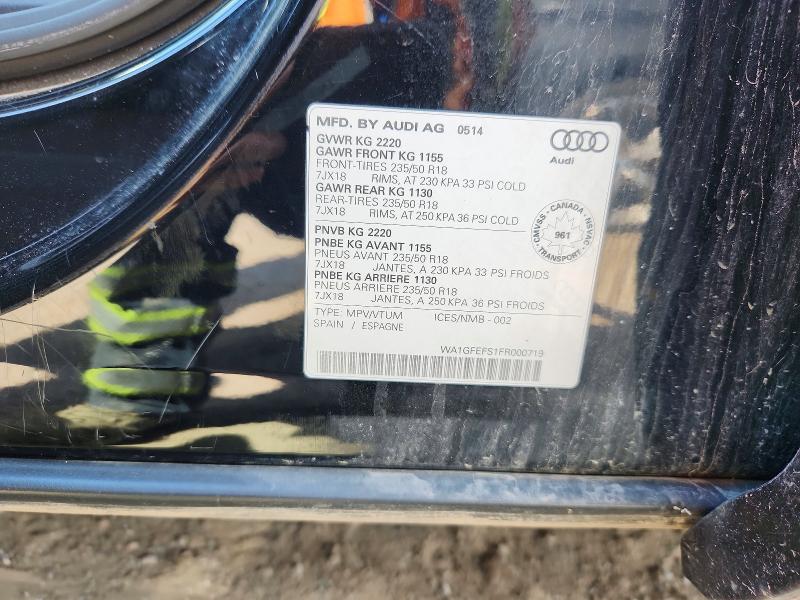 Продаж на аукціоні авто 2015 Audi Q3, vin: WA1GFEFS1FR000719, номер лоту: 65446166