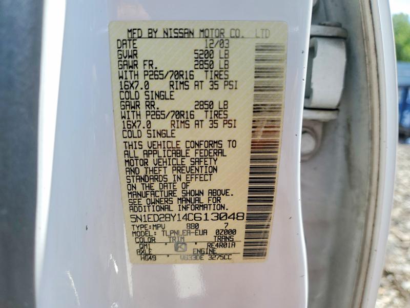 63767256 :رقم المزاد ، 5N1ED28Y14C613048 vin ، 2004 Nissan Xterra مزاد بيع