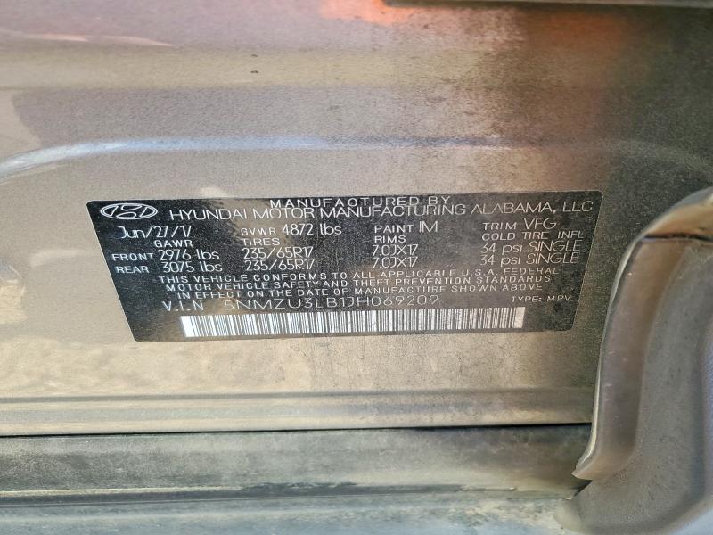 65633236 :رقم المزاد ، 5NMZU3LB1JH069209 vin ، 2018 Hyundai Santa Fe Sport مزاد بيع