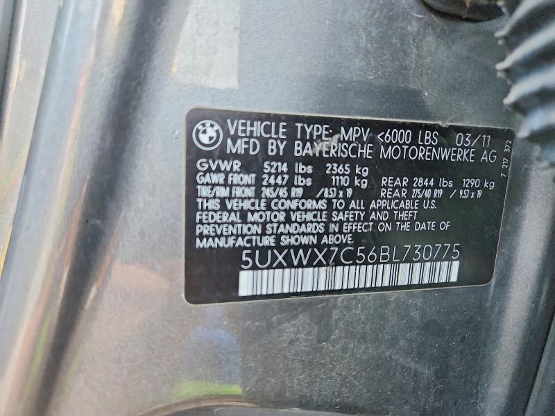 64925296 :رقم المزاد ، 5UXWX7C56BL730775 vin ، 2011 Bmw X3 مزاد بيع