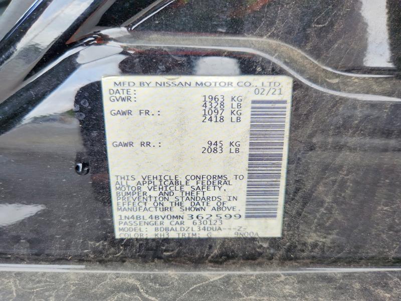 Продажа на аукционе авто 2021 Nissan Altima, vin: 1N4BL4BV0MN362599, номер лота: 64008836