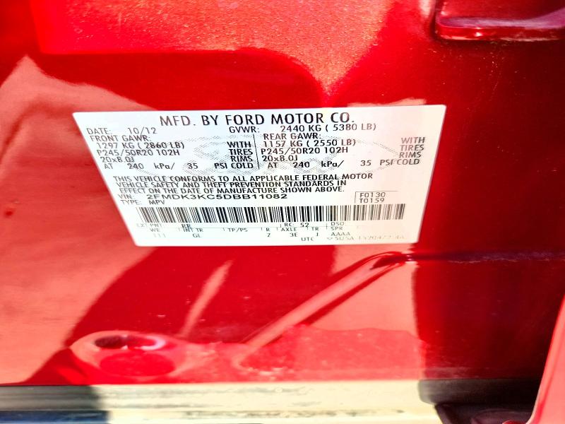64585786 :رقم المزاد ، 2FMDK3KC5DBB11082 vin ، 2013 Ford Edge مزاد بيع
