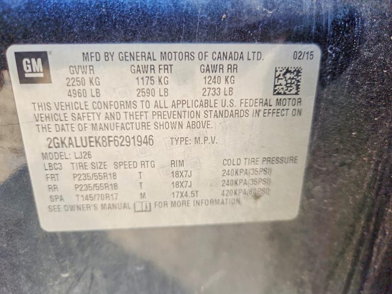 Aukcja sprzedaży 2015 Gmc Terrain, vin: 2GKALUEK8F6291946, numer aukcji: 64847896