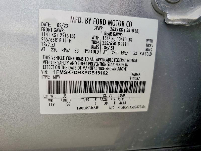 Aukcja sprzedaży 2023 Ford Explorer, vin: 1FMSK7DHXPGB18162, numer aukcji: 66378376