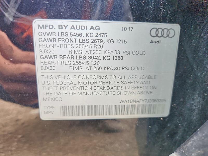 63531566 :رقم المزاد ، WA1BNAFY7J2080295 vin ، 2018 Audi Q5 مزاد بيع