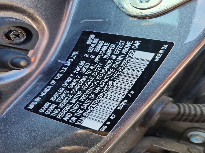 2021 Honda Civic მანქანა იყიდება აუქციონზე, vin: SHHFK7H42MU203059, აუქციონის ნომერი: 64508876
