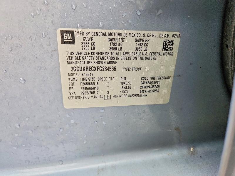 67000886 :رقم المزاد ، 3GCUKRECXFG284566 vin ، 2015 Chevrolet Silverado مزاد بيع