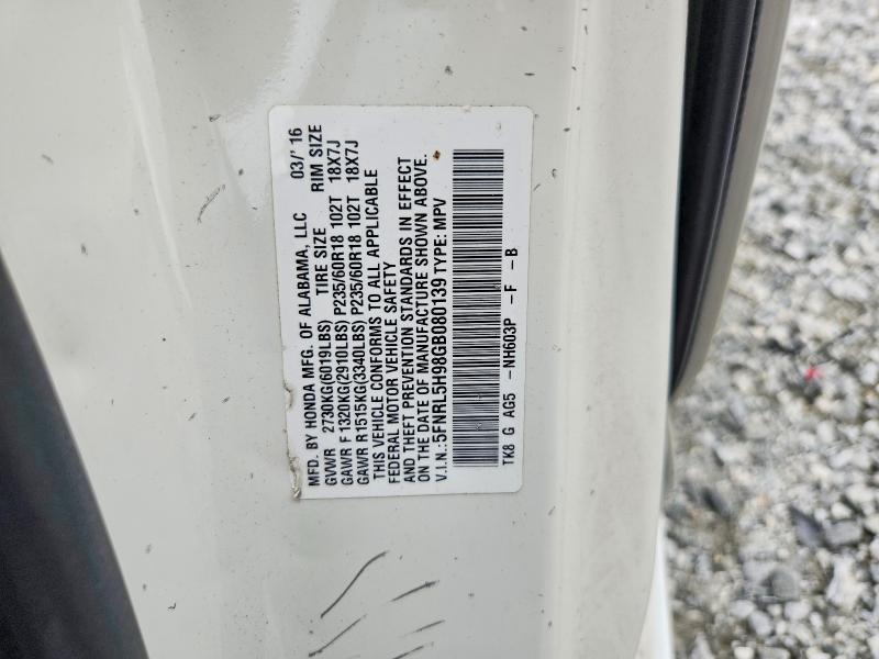 Aukcja sprzedaży 2016 Honda Odyssey, vin: 5FNRL5H98GB080139, numer aukcji: 63713046