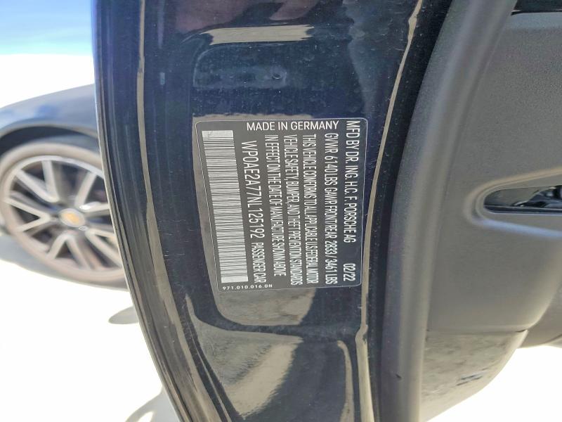 2022 Porsche Panamera მანქანა იყიდება აუქციონზე, vin: WP0AE2A77NL125192, აუქციონის ნომერი: 66084626