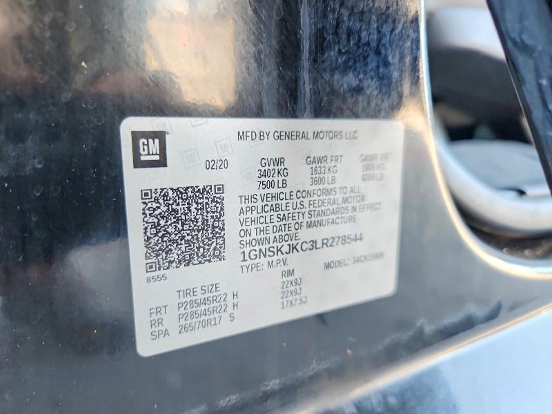 64801686 :رقم المزاد ، 1GNSKJKC3LR278544 vin ، 2020 Chevrolet Suburban مزاد بيع