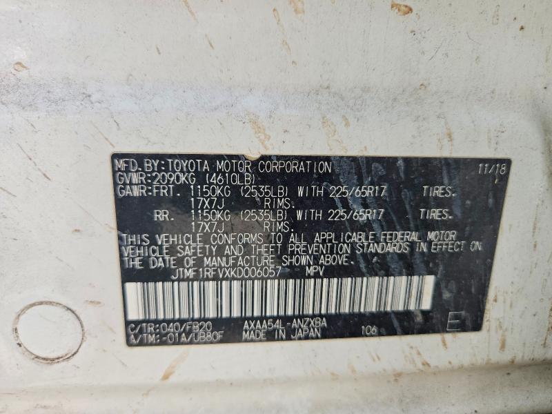 2019 Toyota Rav4 მანქანა იყიდება აუქციონზე, vin: JTMF1RFVXKD006057, აუქციონის ნომერი: 65300076