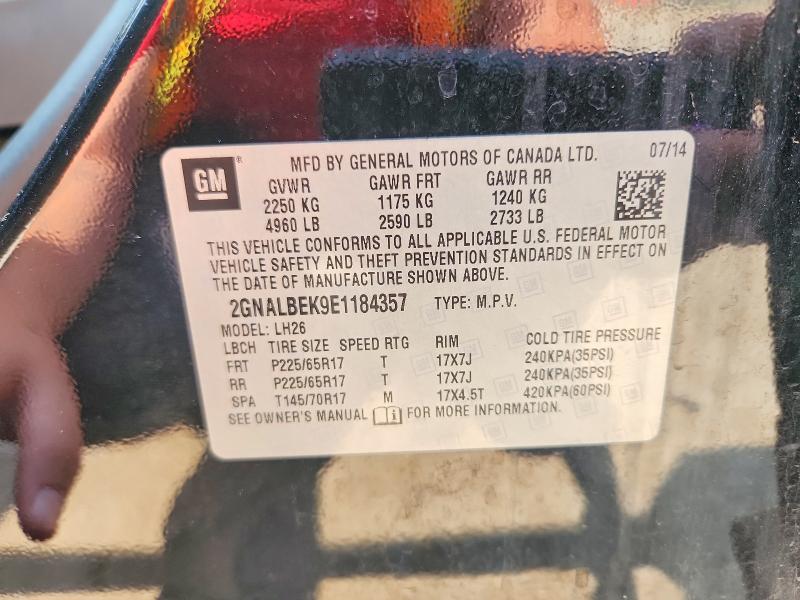 63812136 :رقم المزاد ، 2GNALBEK9E1184357 vin ، 2014 Chevrolet Equinox مزاد بيع