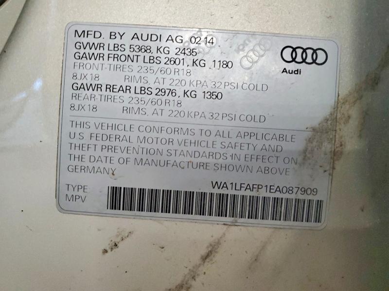 Aukcja sprzedaży 2014 Audi Q5, vin: WA1LFAFP1EA087909, numer aukcji: 65706206