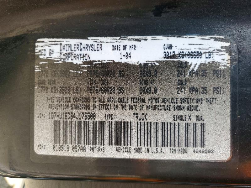 2004 Dodge Ram 1500 მანქანა იყიდება აუქციონზე, vin: 1D7HU18D64J176500, აუქციონის ნომერი: 65353776